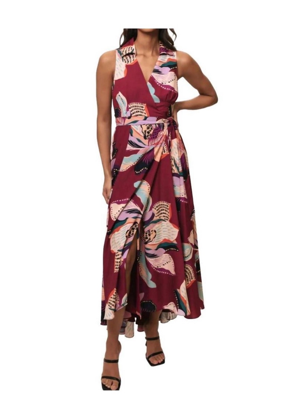 Hutch Vela Maxi Wrap Dress in Burgundy